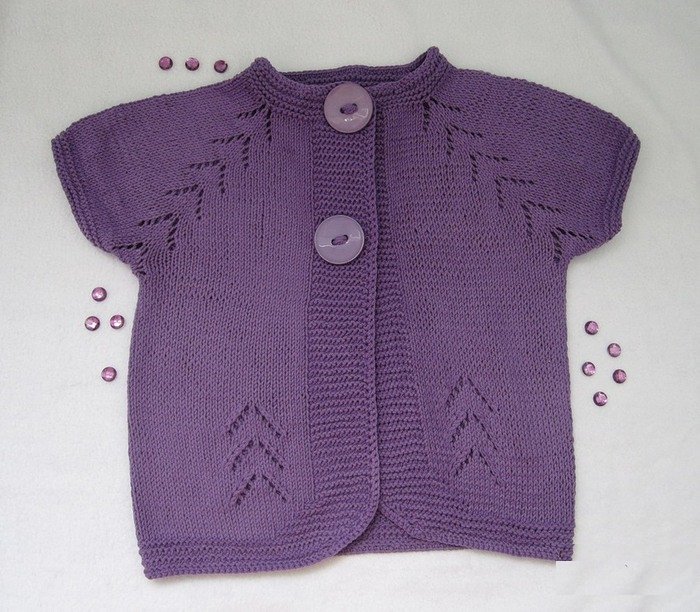 Кофточка для новорожденной девочки с коротким рукавом